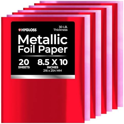 Hygloss Metallic Foil Paper - 20 Sheets Pink and Red Shiny Papers - 8.5x10 Inches - Ideal Foil Papers for Crafts - Shiny Craft Paper Sheets