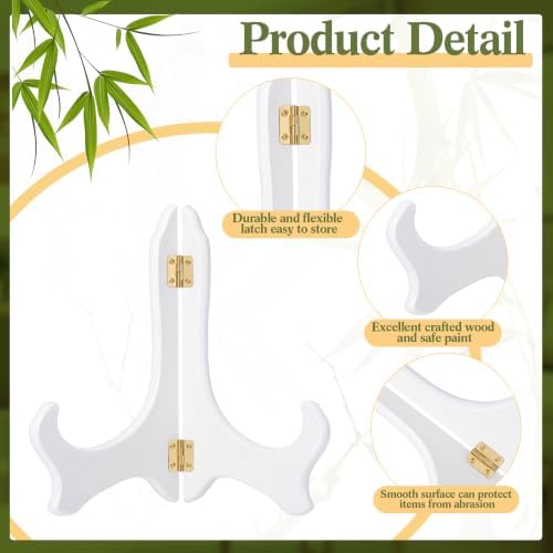 Tatuo 4 Packs Wooden Display Stand Plate Holder Easels,White,7 Inch