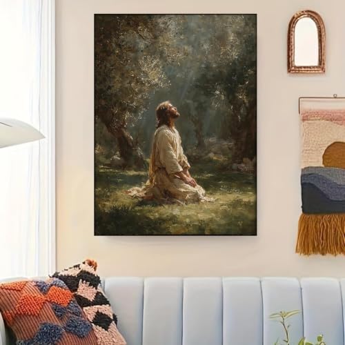 Vintage Jesus Paint by Numbers Kit for Adults Framed Canvas, Frameworkless