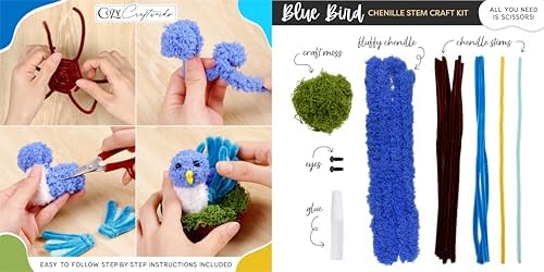 WeVeel Cozy Craftworks Chenille Stem Animal Craft Kit for Adults – Create 4 Adorable Animals (Kitty, Puppy, Bird & Owl) – Relaxing DIY Arts & Crafts Kit with All Supplies