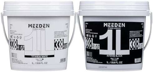 MEEDEN Black and White Acrylic Paint: 1L /33.8oz Heavy Body Gloss Finish