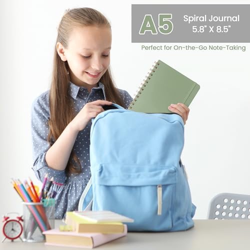 Lined Spiral Journal Notebook, A5 College Ruled Notebook for Note-Taking