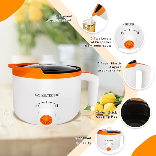 WcoDusak Candle Wax Melting Pot with Spout & Thermometer for Candle Making