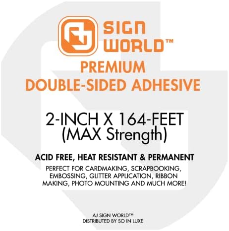 Best 2" MAX Strength Thin Permanent Double-Sided Tape for Arts, Crafts, Photography, Scrapbooking, Tear-by-Hand, Paper Backing (2-Inch by 164-Feet/55 Yards)…