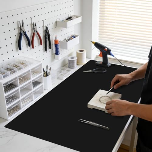 Extra Large Silicone Mat for Kitchen Counter 36" x 24" Silicone Table Mat for Resin Workbench Mat Heat Resistant Mat Coffee Bar Mat, Black