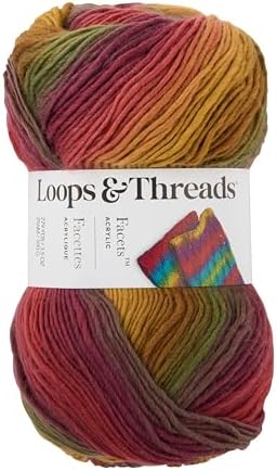 Loops & Threads Facets Yarn - Yarn for Knitting, Crochet, Weaving, and Arts & Crafts - Multi, Acrylic, 3.5 oz