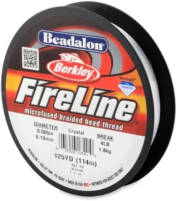 Beadalon FireLine Microfused Braided Beading Cord Thread, Crystal-4LB/125YD