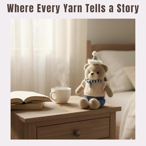 Yarnique Wool Bear Knitting Kit – Real Wool Amigurumi Kit for Adults with Video Tutorials | DIY amigurumi Crochet & Knitting Kit with Tools | Holiday Gift Craft Set (White Sweater)