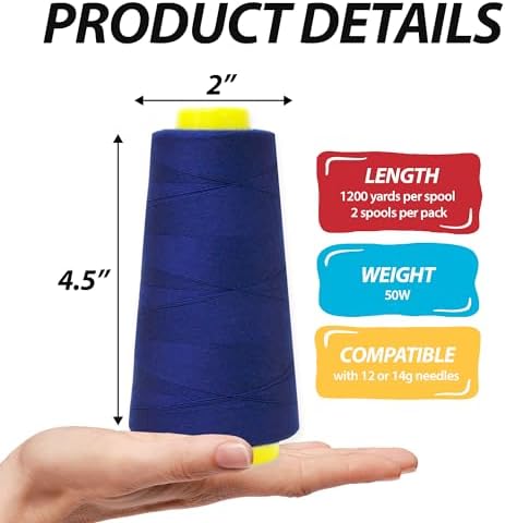 Mandala Crafts Blue Mercerized Cotton Thread Cones for Sewing Quilting