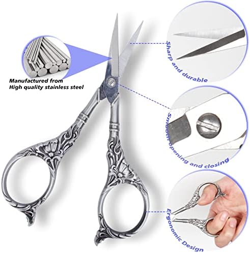 BIHRTC Embroidery Sewing Scissors Stainless Steel for Cross Stitch Cutting