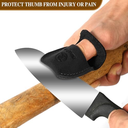 RingSun Thumb Guard Wood Carving Tools, Leather Finger Protector, Handmade Carpenter Working Carving Kit Accessories
