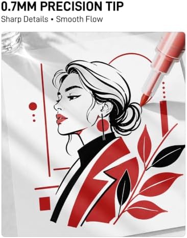 JusArt 0.7mm Fine Point Red Paint Markers, 3 Pack