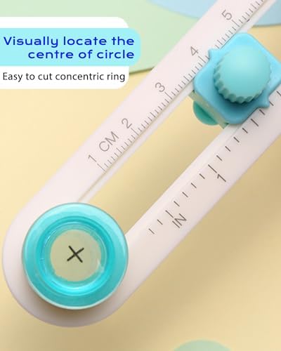 Oythiem Circle Cutter Tool for Paper Crafts - Rotary Cutter Round Cutting Knife for Scrapbooking, Card Making, Art And Diy Crafts, Fits Circles with A Radius Between 0.6"-4"