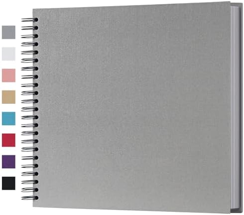 potricher 12 x 12 Inch Large DIY Scrapbook Photo Album 80 Pages, Gray | Thick Kraft Paper Scrap Book Photo Albums, Memory Book for Wedding, Anniversary, Baby, Family, Travel, DIY Projects