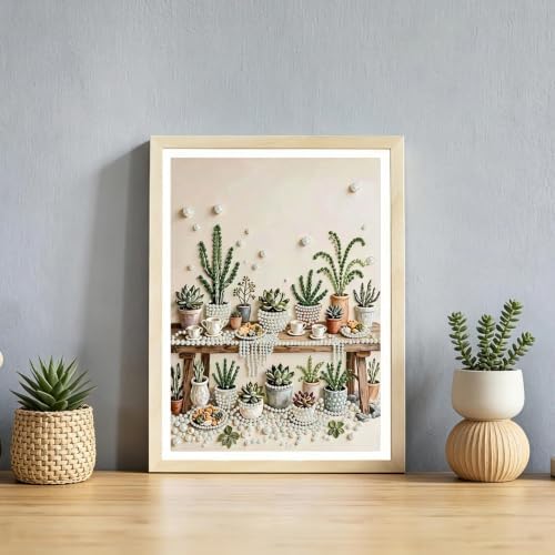 Green Potted Plants Pearl Painting Kits for Adults,diamond painting 12x16In