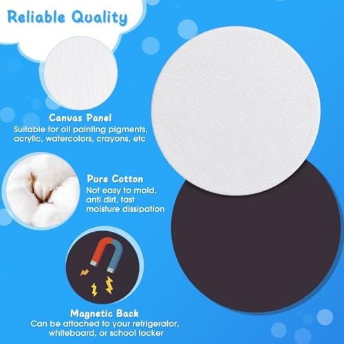 Engrowtic 30 Pcs Mini Magnetic Canvas Panel Boards - Various Size Magnetic Canvases for Painting Fridge Locker Art Crafts DIY, White