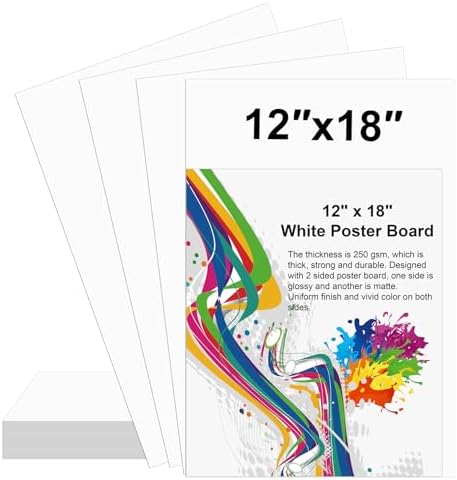 10 Pcs 12" x 18" Poster Board White Poster Board Paper Bulk 250 GSM Thickness Vision Boards Smart PosterBoard for Drawing School Arts Craft Projects Presentations Scrapbooking Blank Graphic Display