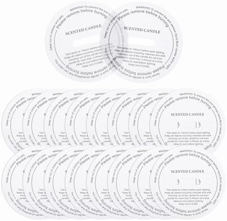 MECCANIXITY 60 Pcs Candle Dust Covers, 6cm/2.4" Round Printed Translucent Candles Drip Protectors Lid Accessories Letter Pattern for Craft Fragrance Making Jars Boxes Packaging