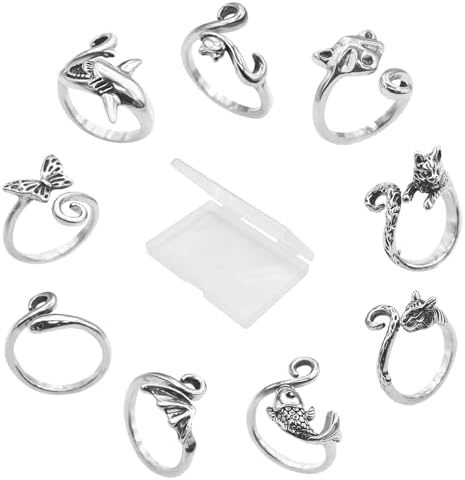 LIQALU 9 Pcs Crochet Rings Adjustable Animal Tension Rings Yarn Guide Tools