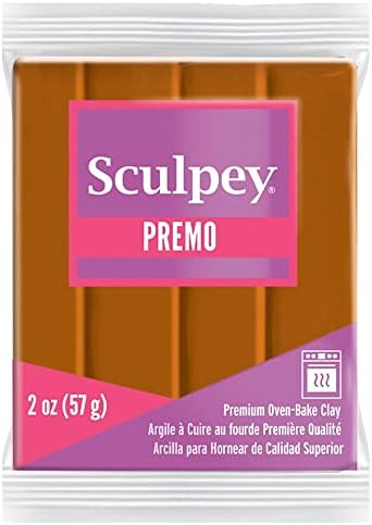 Sculpey Premo™ Polymer Oven-Bake Clay, Raw Sienna Brown, Non Toxic, 2 oz. bar, Great for Jewelry Making, Holiday, DIY, Mixed Media and More. Premium Clay Perfect for clayers and Artists.