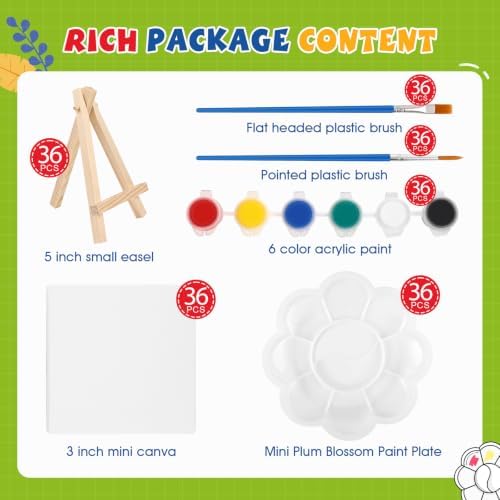 ESRICH 36 Set Mini Canvas Painting Kit, 3x3in Mini Paint Set