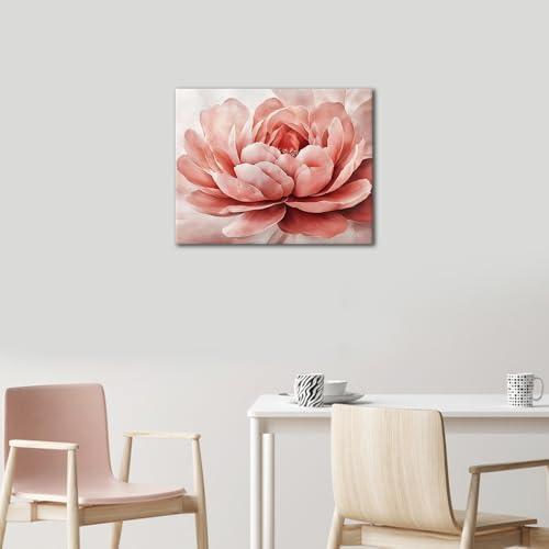 TUMOVO Framed Paint by Numbers for Adults - Pink Flower Canvas Art & Vibrant Botanical Design, Adult Paint by Number Kits with Floral Wall Decor, Color by Number Craft Kits - 16"x20"