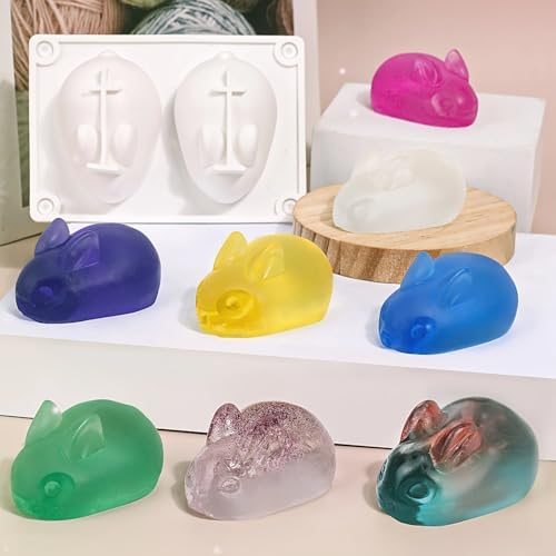 Blingfun Gel Wax Candle Making Kit with 7 Colors Jelly Wax, Rabbit Mold, Wicks, Wick Stickers, Drill - DIY Scented Candle Fun Craft Supplies for Home Decor