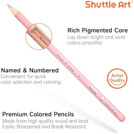 Shuttle Art 60 Pastel Colored Pencils, Colored Pencils for Adult Coloring, Soft Core Pencil in Gift Tin Box, Drawing Pencil for Kids Adults Beginners Artists Drawing Coloring Sketching