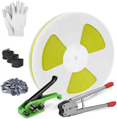 Heavy Duty Banding Strapping kit Contain 1/2" x3200" Polypropylene Packaging Straps & 100 Metal Seals 20 Plastic Edge Protectors Tensioner with Cutter Sealer Tool Glove