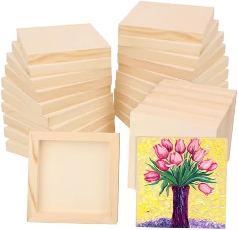 30 Pack 5.75 x 5.75 Square Wood Panel Boards - Unfinished Wood Canvas Boards for Painting, Square Wooden Panels for Painting Canvas, DIY Projects, Acrylic and Oil Painting