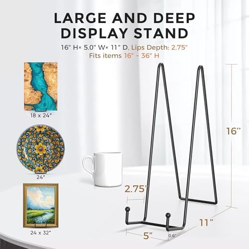 TR-LIFE 16 Inch Heavy Duty Plate Stand (4 Pack) - Metal Display Easel for Large Plates, Picture Frames, Signs, Posters, and Decorative Platters