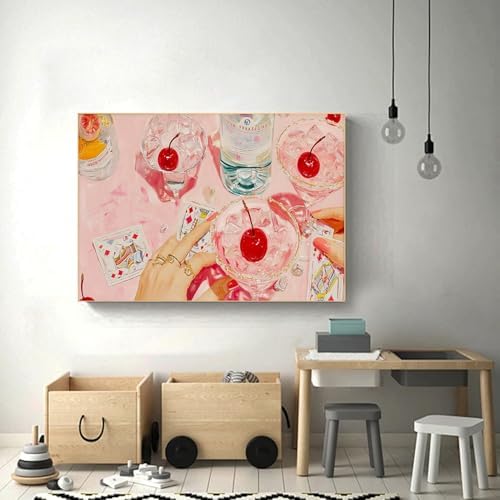 Cherry Pink Poker Diamond Art Kits for Adults Diamond Painting Kits