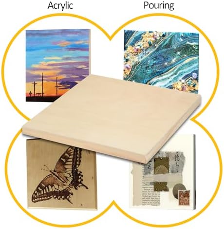 Falling in Art 2 Pack 18x18 Gallery Unfinished Wooden Canvas Panels | Birch Wood Panels Kit, 1 1/2" Deep Art Cradle Boards for Acrylic Painting, Pouring and Burning
