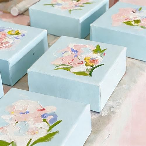 PHOENIX 6x6 Inch 4 Pack Museum Canvas - 2 3/8 Inch Thick Edge Deep Mini Block Canvases for Painting 100% Cotton 11 Oz. Gesso Primed White Blank Professional Art Canvas