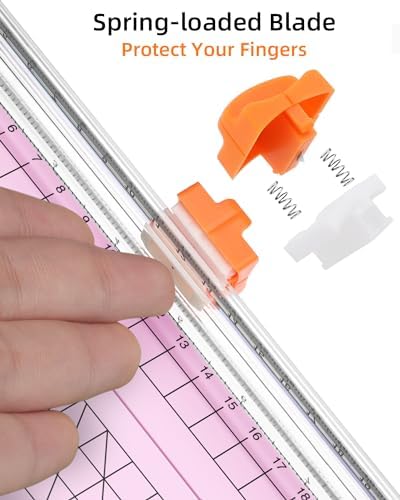 Firbon A5 Paper Cutter, Small Straight Paper Trimmer with Side Ruler | Pink compact design | Cuts photo, cardstock, labels & coupons | Portable desktop slicer | Scrapbooking & craft projects