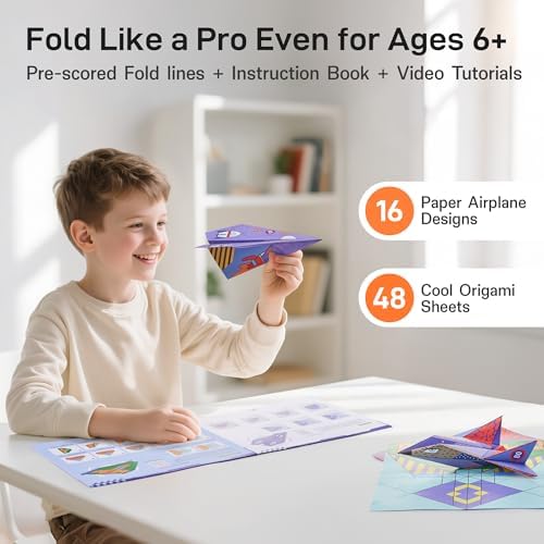 Leven DIY Paper Airplane Book, 16 Creative Folding Paper Planes, 11" x 8.3"