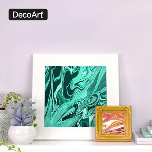 DecoArt Fluid Art Ready-to-Pour Paint Set – Silver Seas Colors, Set of 6 (4 fl oz Bottles) – Acrylic Pouring Paints for Canvas, Wood & DIY Craft Projects