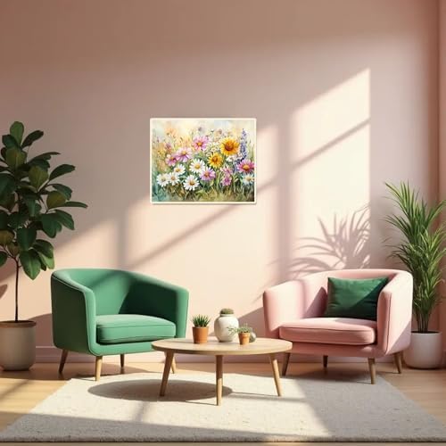 obterie Flower Paint by Numbers Kit for Adults Beginner Floral Oil Painting Kit Adult Paint by Number Kits on Canvas DIY Painting for Beginners Art by Numbers for Gifts Home Wall Decor 16x20 Inch