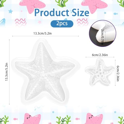 2 Pcs Starfish Resin Mold 3D Starfish Silicone Epoxy Resin Tray Mold for DIY