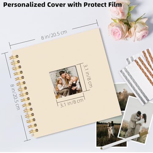 Vienrose Scrapbook Album Gift Set, 10x10 Inch, 40 White Pages, Off White
