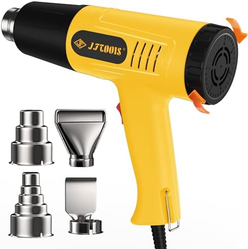 Adjustable Heat Gun, 900W Hot Air Gun 50-650℃ Temperature Control, | with 50-650℃ temperature control, 4 nozzles included. Ideal for resin crafts, DIY, repair and shrink tubing