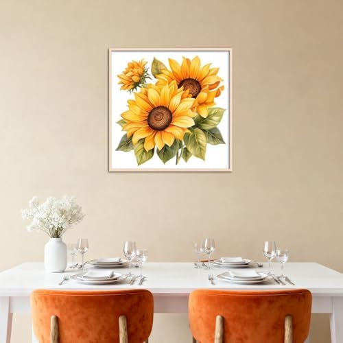 Amaieuin Sunflowers Paint by Numbers for Adults Beginners,Paint by Numbers Frame with Easel Flowers,DIY Number Painting for Adults for Home Wall Art Decor 10x10in