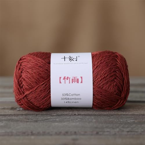 Cotton, Bamboo,Linen Blended Yarn 2 Skeins 50g/1.76oz- 15 Cocoa Brown