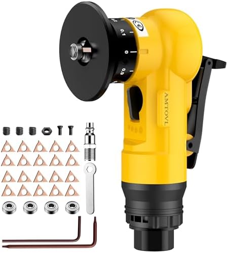 AMTOVL Pneumatic Chamfering Tool, Mini Air Chamfer Tool W/ 10C & 10R Blades | Chamfer Tool with 10 C-Angle & 10 R-Angle Blades, 45° 30000 RPM Chamfering Tool for Metal and Wood with 1/4" Air Inlet