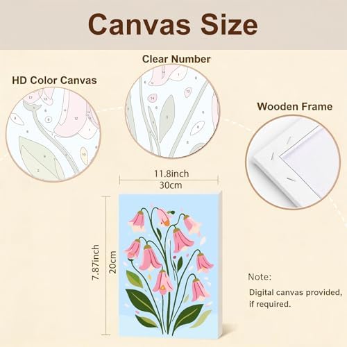 Gemozaic 4 Pack Paint by Numbers Kit for Adults with Frame, Easy Flowers