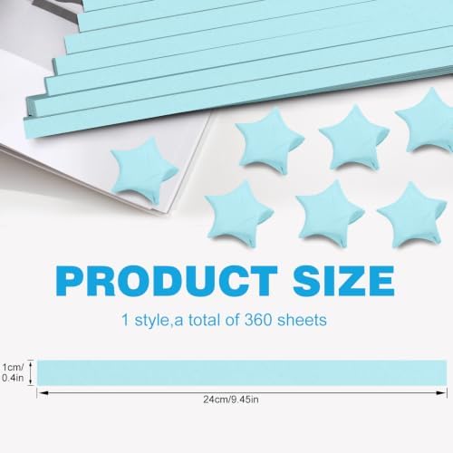 FoDau770 Solid Color Star Paper Strips - 360 Sheet, Sky Blue