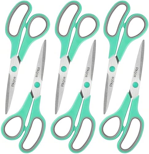 Scissors Set of 6 Pack, 8" All Purpose Sharp Shears for Everyday Use