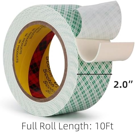 3M Double Sided Foam Tape 2" x 10Ft 2 Pack White