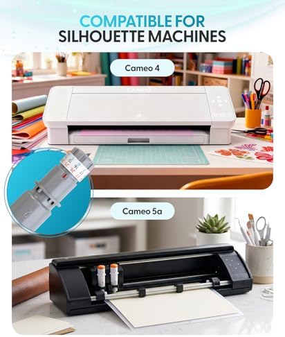 Silhouette 3mm Kraft Blade (Type C) - Cuts Chipboard, Leather, Foam - Cameo 4 Blade Compatible with Cameo 3, Portrait 2 - Ideal for Specialty Material, Thick Cut - Strong Tack Mat Recommended - 2 Pack