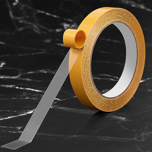 Ultra-Thin Clear Double Sided Tape 0.6Inch X 66Feet Two Sides Sticky Tape with Strong Double Stick Adhesive Tape For Rug Fixed,Fixed Balloon,Woodworker, Fashion Clothing, Wall Decor, Cat Training,